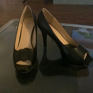 Apt9Co Black platform open toe heels size 10